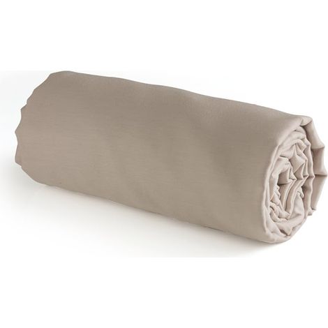 Drap-Housse 100% Satin de Coton - Linge de Lit Élégant et Doux - Lavable à 40°C - 140 x 200 x 30 cm - Uni Taupe (1/4)