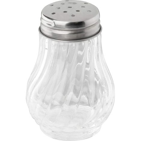 Salière et poivrière en verre 50 ml, salière et poivrière pour un dosage facile, salière pour différentes occasions, pot à épices (couleur argenté) Quantité : 1 pièce (1/2)