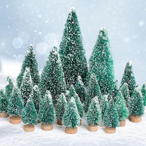 24 Pièces Mini Sapin de Noël, Arbres Miniature Petit Sapin de Noel Artificiel Table pour Decoration Interieur Maison (1/5)