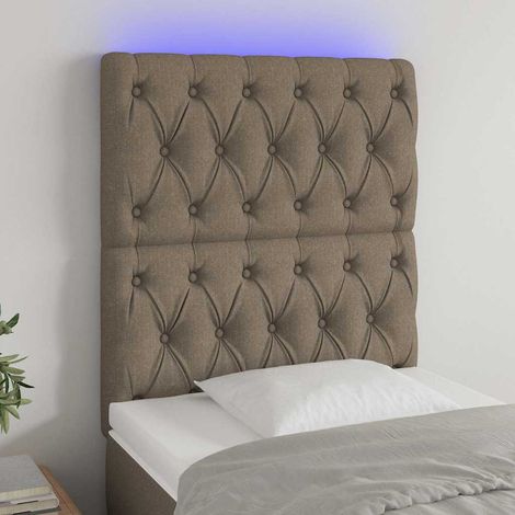 vidaXL Cabecero con luces LED tela gris taupe 80x7x118/128 cm (1/5)