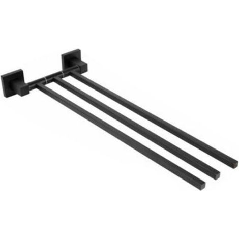 PORTA ASCIUGAMANI 3 ASTE SUPPORTO PER BAGNO DA MURO ASTA CASA NERO 02122 (1/2)