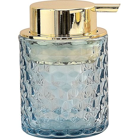 Flacon de gel hydroalcoolique en mousse - distributeur de savon en verre transparent rechargeable - bleu (1/5)