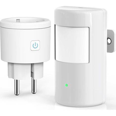 Infrarot Bewegungsmelder mit Funksteckdosen, Funk-Bewegungsmelder mit Lichtsensor, Einstellbare Parameter, Auto Aktivierung von Leuchten und Geräten für Innen/Aussen (1/5)