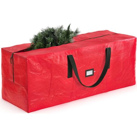 Grand sac de rangement pour sapin de Noël artificiel (jusqu'à 2,75 m) - Plastique imperméable - Rouge (1/4)