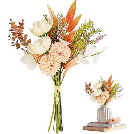 Bouquet de fleurs artificielles avec hortensias et fleurs en soie - Plantes artificielles - Décoration pour la maison, mariage, jardin, festival (1/5)