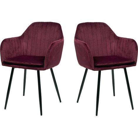 Chaise de salle à manger moderne en tissu velours (lot de 2) Tiffanie (1/4)