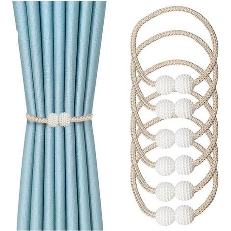 6 Pcs Embrasses De Rideaux Magnétiques Avec Boule Magnétique - Embrasses Décoratives Pour La Maison,La Décoration De Fenêtre (1/4)