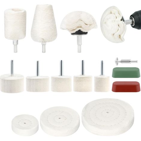 14 Pièces Kit de Polissage, Accessoire de Polissage pour Perceuse, Cônes de Polissage, Disques de Polissage, pour Métal, Bois (1/5)