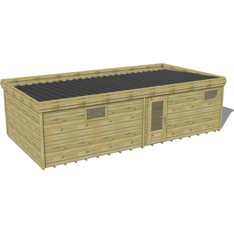 ABRI DE JARDIN bois traité 27mm, 9,1x4,3m, 39m2, Plancher