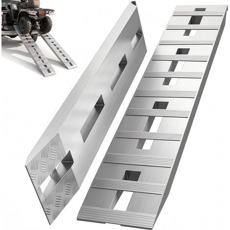 Rampes de Chargement en Alu, Charge 2722 kg, Rampe d’Accès avec Extrémité de Crochet de Queue de Castor, Rail de Chargement pour Moto, Tracteur, VTT, Camion, Tondeuse à Gazon, 152x30,5 cm, 2PCs (1/5)