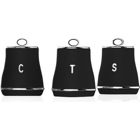 Tower T826176BLK Renaissance Set of 3 Storage Canisters for Coffee/Sugar/Tea, 1.5L, Black (1/5)