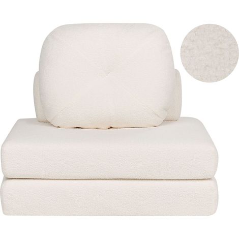 Single Sofa Bed OLDEN Boucle White