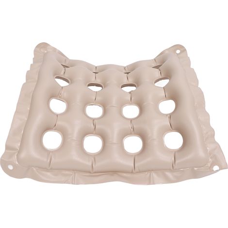 Coussin de siège gonflable en PVC à 16 trous, beige, idéal pour les voyages et les activités de plein air. (1/5)