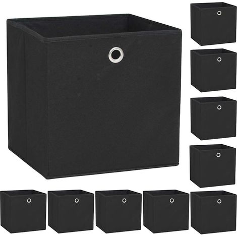 vidaXL Cajas de almacenaje 10 uds textil no tejido 32x32x32 cm negro (1/5)