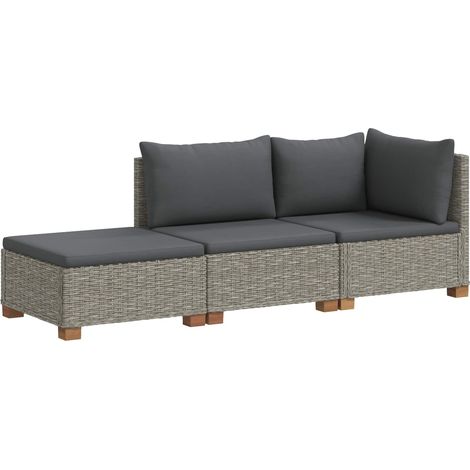3 pz Set Lounge in Rattan con Cuscini GENDT Rattan naturale vidaXL (1/5)
