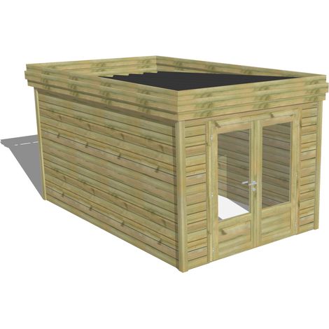 ABRI DE JARDIN bois Pin autoclave 27mm - 2,64x4,34m / 11,5m2 - Bac acier - Abri Français