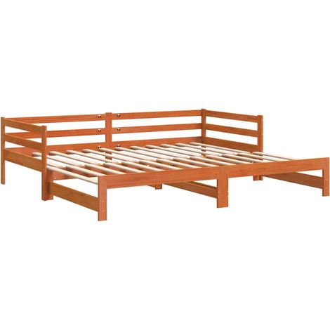 vidaXL Divano con Letto Estraibile Marrone Cera 80x200cm Massello Pino (1/4)