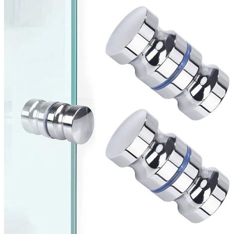 Pièces Bouton De Porte De Douche,Porte De Douche Ronde Bouton De Porte Inox Boutons De Douche Bouton De Porte De Douche Poignées De Porte Pour Salle De Bain Porte En Verre Porte Coulissante- (1/4)