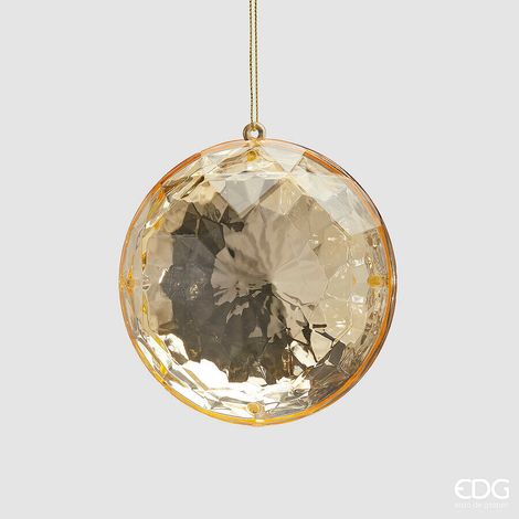 EDG Enzo De Gasperi Decoro Diamante Rotondo di Natale da Appendere L 4,5 Cm D 10 Cm Pp Champagne