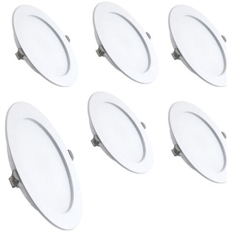 Lot de 6 spots Encastrable LED Ultra Plat, Plafonnier Rond Plat Encastrable, Jaune Chaud 3000K, Downlight LED IP44 pour Salle de Bain Salon (1/5)