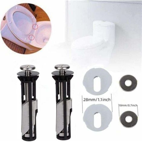 Kit universale di ricambio per viti del sedile del WC in 2 pezzi, bulloni per cerniere del sedile del WC in acciaio inossidabile resistente con rondelle metalliche di due dimensioni. (1/3)