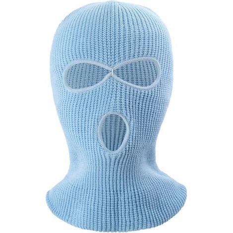 Masque intégral d'hiver, cagoule à trois trous, bonnet tricoté, cache-cou - Bleu ciel (1/5)