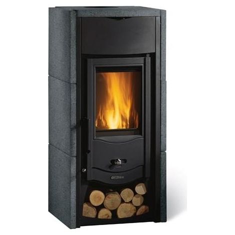 La Nordica – Poêle à bois en pierre 7 kW – Revêtement volcanique – Évacuation supérieure – Volume de chauffe 201 m3 – Rendement 86 % (1/5)