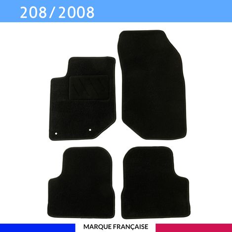 Tapis de voiture sur mesure PEUGEOT 208 (dès 2019) – Lot de 4 pièces – Tapis antidérapants avec clips de fixation – Contour textile