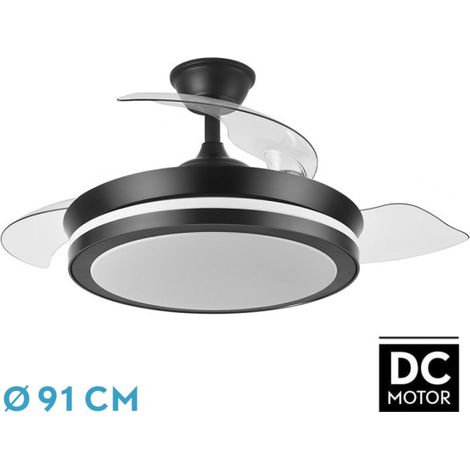 Ventilatore da soffitto pale pieghevoli a 6 velocità con illuminazione LED (72W 3CCT 6120lm) IP20 colore nero (1/2)