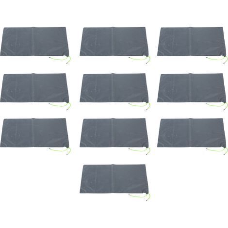 Lot de 10 sacs de sable sans sable avec cordon de serrage, barrières anti-inondation en polyester 25 x 50 cm (9,8 x 19,7 po), gris, pour sous-sol et garage.