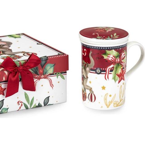 Fade Danica mug Natale porcellana con filtro e coperchio 18x16,5x8 cm
