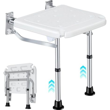 Folding Shower Chair. Foldable Shower Seat. Wall Mounted. Up to 160 kg. Foldable Shower Seat with Legs. For the Elderly, Pregnant Women, and People with Disabilities. (1/5)