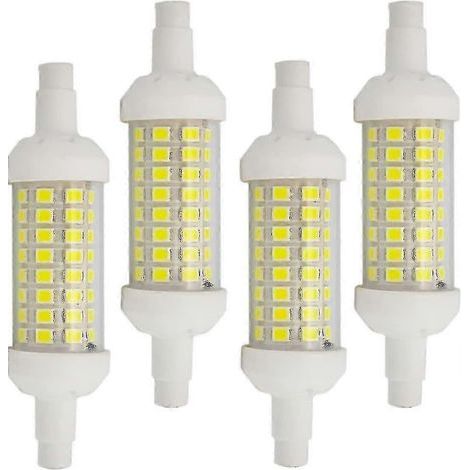 4 ampoules LED R7s 6 W 78 mm, culot céramique, projecteur/spot - Blanc froid 6000 K - 20 x 78 mm - 480 lm - 220 V CA - Remplacement halogène R7s (1/5)