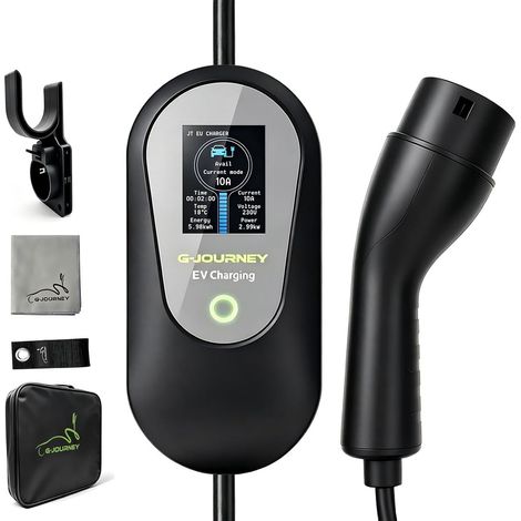 Schuko Type 2 Electric Car Charging Cable 8m (8-13A, 1 Phase) EV Type 2 Portable Charging Cable EV Type 2 Schuko EV Charger 3kW with Controllable Digital Display (1/5)