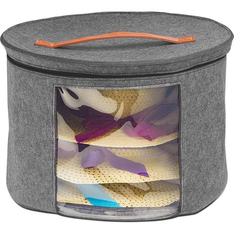 Sollbry Boîte de Rangement pour Chapeaux avec Couvercle, 17 Pouces de Diamètre Boîtes à Chapeaux Pop Up pour le Stockage Grand Sac de Rangement pour Chapeau de Voyage Robuste et Pliable avec Poignée (1/5)