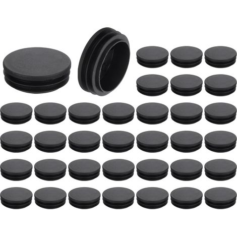 Bouchon De Tube - 50 mm - Polyéthylène Bas Densité - Pour Poteau De Clôture - Noir RAL 9005 - Ronde - Lot De 30