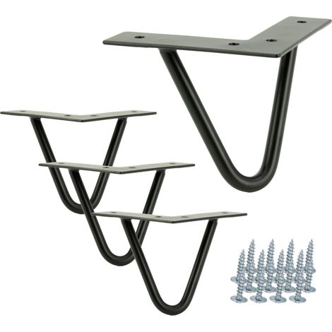 Juego de 4 patas para mueble loft Patas Hairpin 10 cm 2 varillas negras (1/5)