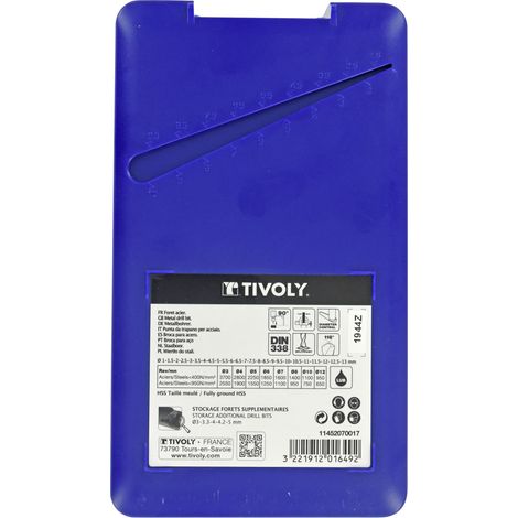 Tivoly • Scatola da 25 punte per metallo HSS, tagliate e rettificate, punta a croce, Ø da 1 a 13 mm per 0,5 mm