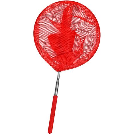 Épuisette de pêche pliable et portable avec poignée télescopique en acier inoxydable adaptée aux enfants, pêche en toute sécurité, rouge. (1/5)