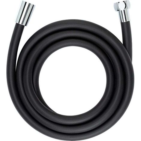 Flexible de douche 175 cm noir mat  design plastique avec anti-torsion et trinkwasserzulassung raccordement standard 1/2 idéal pour douche et baignoire facile à nettoyer et durable (1/4)