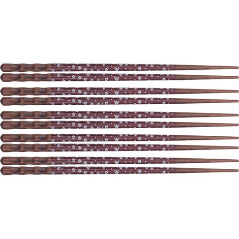 Lot de 5 paires de baguettes réutilisables, antidérapantes, à motif raffiné, légères, confortables et lavables, idéales pour les fêtes et les mariages (rouge). (1/5)