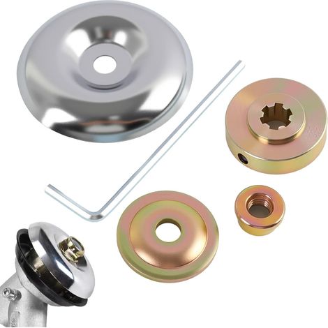 10 Pièces - Kit Réparation Débroussailleuse - Écrous Métalliques et Adaptateur Lame - Fixation Solide pour Tête de Coupe - Jardinage et Entretien Pelouse - Argent - Taille Standard (1/5)