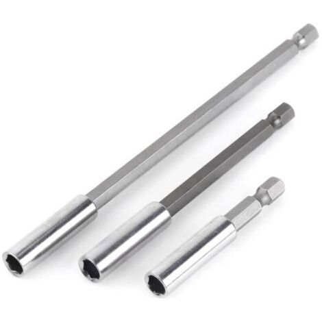 Porte Embouts Magnétique Extension de Vissage Tournevis Tige Hexagonal 60mm 100mm 150mm Rallonge Embout Visseuse(3Pcs 1/4") (1/5)
