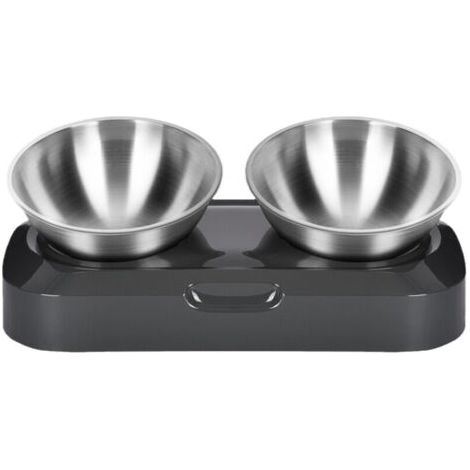 royaluxe-Gamelle Chat, 400ml x2 Bol Double, Gamelle Chat en Acier Inoxydable, Gamelle Chat Surélevée, Gamelle pour Chat Incliné à 15°, Détendre la Colonne Cervicale, 291x141x87mm