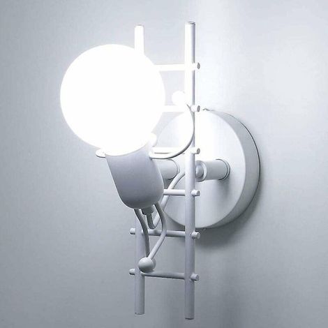 blanc Applique Murale Mtal E27 Lampe Murale Design Escalade Humanode Luminaire Moderne Art Dco Pour Chambre D'enfants Couloir Salle De Bains Escal (1/5)