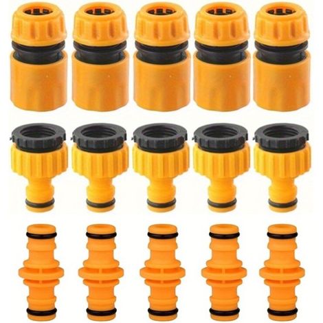 Raccord Rapide - Adaptateur Filetage Standard 1/2 Pouces et 3/4 Pouces - Pour Système D'arrosage Extérieur - Kit 15 Pièces (1/5)