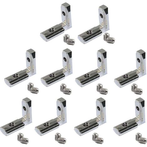 20 PièCes SéRies Fente en T IntéRieur L à L'IntéRieur Du Connecteur D'Angle Support de Joint pour Profilé D'Extrusion D'Aluminium 2020 SéRie 6 Mm