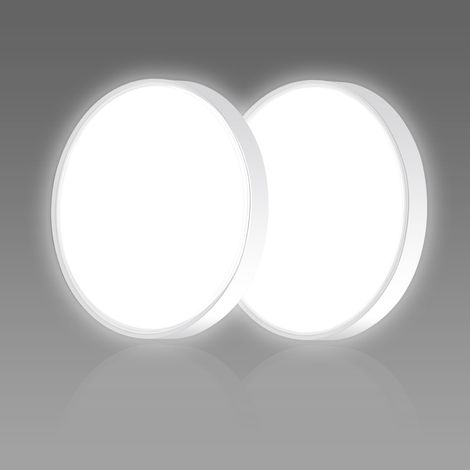 LED-Deckenleuchte, Badezimmer 18W 1620LM 4000K, weiße Leuchte IP44, 23cm rund, Schlafzimmer, Wohnzimmer, Küchen, Büros (2er-Pack) (1/5)