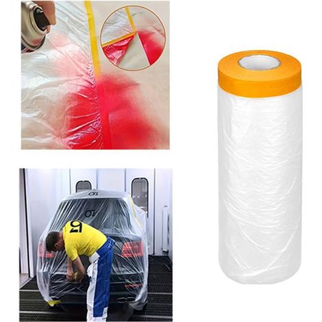 1 rouleau de film de protection pour meubles, ruban de peinture imperméable, pour protection anti-poussière de voiture, peinture en aérosol, 300cmx20m (1/5)
