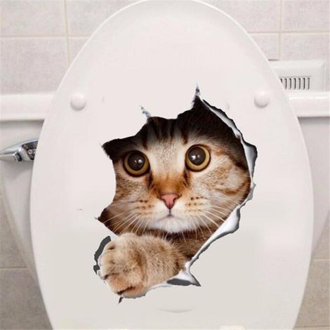 Wasserfeste und abnehmbare Wandaufkleber für Toilettensitze, mit Katzen- und Hundemotiv